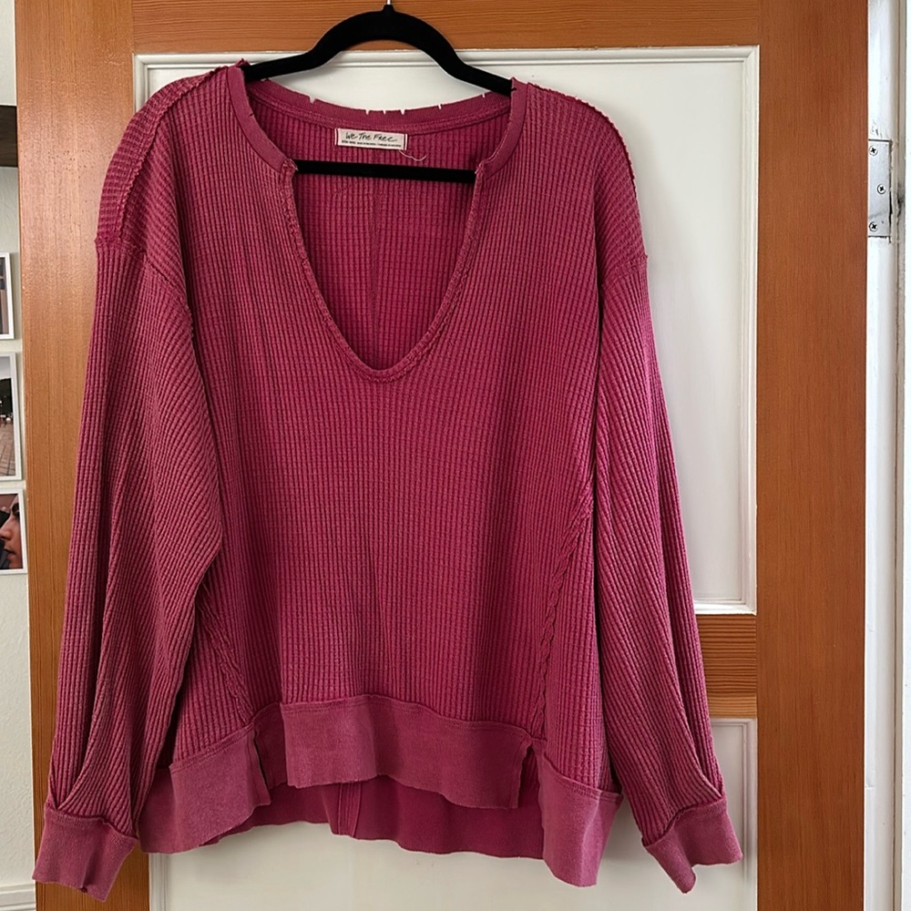 Free people magenta oversized long sleeve tee